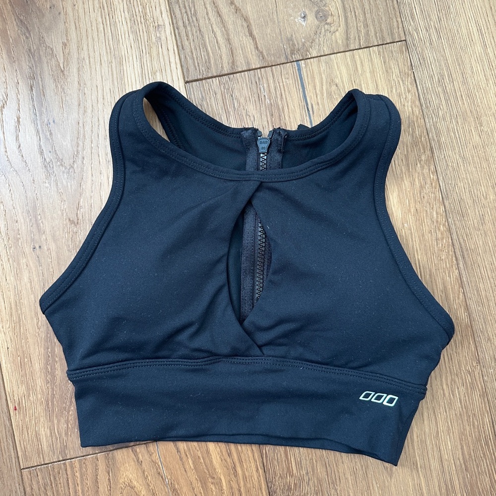 Lorna Jane Black Keyhole Zipper Backed Sports Bra Size XS